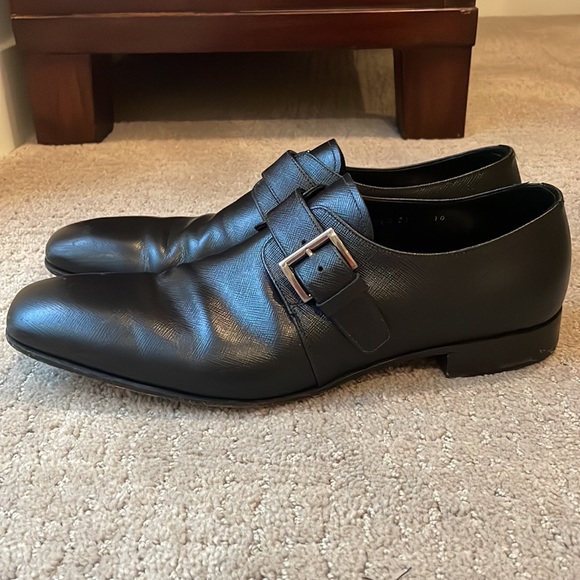 Prada Saffiano Leather Monk Strap Loafers Size 10 - Picture 6 of 11